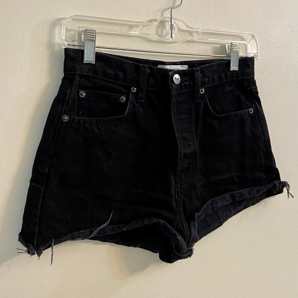 Reformation Jeans Dixie High Rise Jean Shorts Raw Hem Black Size 25 Dead-stock - Picture 7 of 14